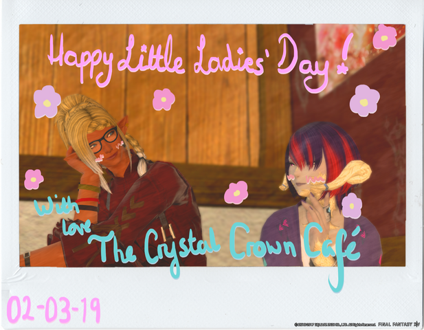 FFXIV Light Lich Roleplay Silver Valkyrie EventCrystal Crown Cafe Cheki Hinamatsuri Little Ladies' Day Eliza and Vivi 02 03 2019